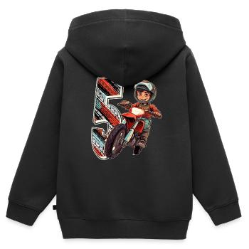 Je suis 5 Motocross Kid - Motocross - Sweat Premium à capuche zippé enfant bio - noir - Dos - AI Model Kid Male (0cm)