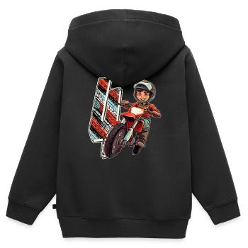 Je suis 4 Motocross Kid - Motocross - Sweat Premium à capuche zippé enfant bio - noir - Dos - AI Model Kid Male (0cm)