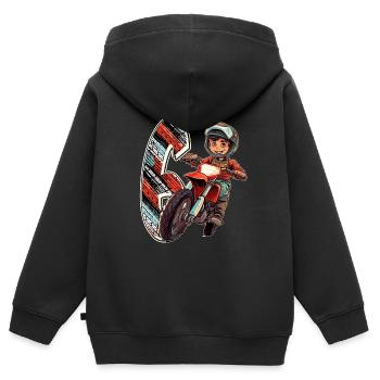 Je suis 6 Motocross Kid - Motocross - Sweat Premium à capuche zippé enfant bio - noir - Dos - AI Model Kid Male (0cm)