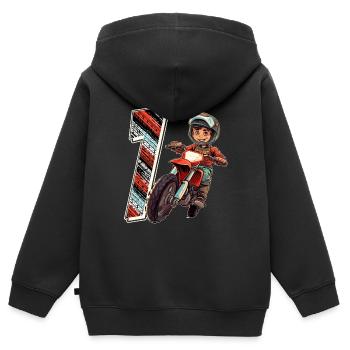 Je suis 7 Motocross Kid - Motocross - Sweat Premium à capuche zippé enfant bio - noir - Dos - AI Model Kid Male (0cm)