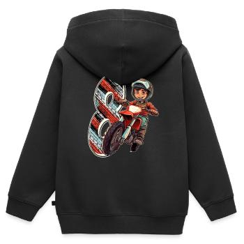 Je suis 8 Motocross Kid - Motocross - Sweat Premium à capuche zippé enfant bio - noir - Dos - AI Model Kid Male (0cm)
