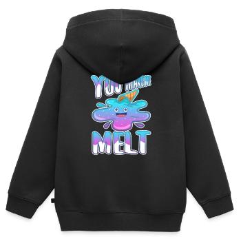 Tu me fais fondre, crème glacée - Sweat Premium à capuche zippé enfant bio - noir - Dos - AI Model Kid Male (0cm)