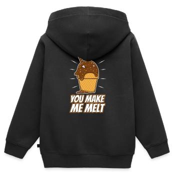 Tu me fais fondre, crème glacée - Sweat Premium à capuche zippé enfant bio - noir - Dos - AI Model Kid Male (0cm)