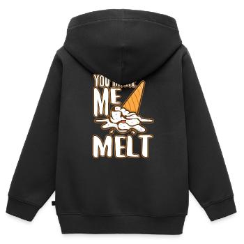 Tu me fais fondre, crème glacée - Sweat Premium à capuche zippé enfant bio - noir - Dos - AI Model Kid Male (0cm)