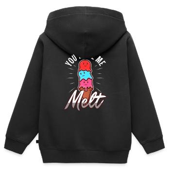 Tu me fais fondre, crème glacée - Sweat Premium à capuche zippé enfant bio - noir - Dos - AI Model Kid Male (0cm)