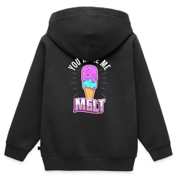 Tu me fais fondre, crème glacée - Sweat Premium à capuche zippé enfant bio - noir - Dos - AI Model Kid Male (0cm)