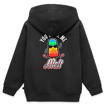 Tu me fais fondre, crème glacée - Sweat Premium à capuche zippé enfant bio - noir - Dos - AI Model Kid Male (0cm)