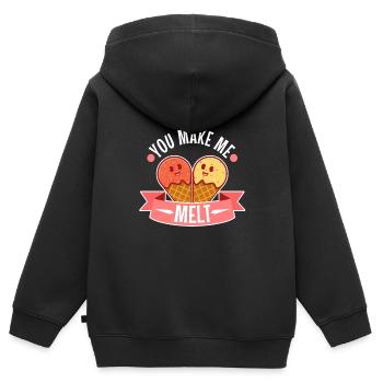 Tu me fais fondre, crème glacée - Sweat Premium à capuche zippé enfant bio - noir - Dos - AI Model Kid Male (0cm)