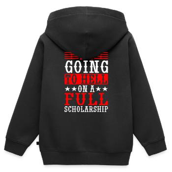 Je vais en enfer avec une bourse complète - Sweat Premium à capuche zippé enfant bio - noir - Dos - AI Model Kid Male (0cm)