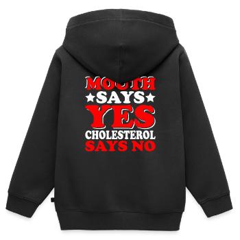 Mouth Says Yes, Cholesterol Says No 2 - Kinder Premium Organic Zip Hoodie - Schwarz - Hinten - AI Model Kid Male (0cm)