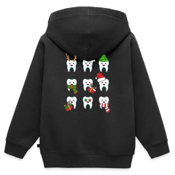 Zahn Zähne Zahnarzt Zahnmedizinische Angestellte - Kinder Premium Organic Zip Hoodie - Schwarz - Hinten - AI Model Kid Male (0cm)