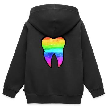 Zahn Zähne Zahnarzt Zahnmedizinische Angestellte - Kinder Premium Organic Zip Hoodie - Schwarz - Hinten - AI Model Kid Male (0cm)