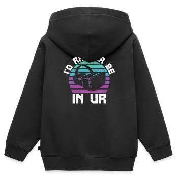 Cadeau VR de réalité virtuelle - Sweat Premium à capuche zippé enfant bio - noir - Dos - AI Model Kid Male (0cm)