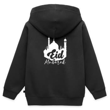 Joyeux Aïd Moubarak Musulman Aïd al Fitr Aïd al Adha - Sweat Premium à capuche zippé enfant bio - noir - Dos - AI Model Kid Male (0cm)