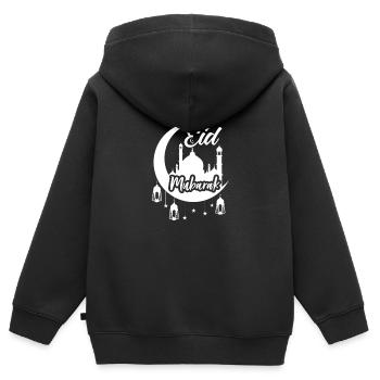 Joyeux Aïd Moubarak Musulman Aïd al Fitr Aïd al Adha - Sweat Premium à capuche zippé enfant bio - noir - Dos - AI Model Kid Male (0cm)