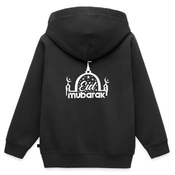 Joyeux Aïd Moubarak Musulman Aïd al Fitr Aïd al Adha - Sweat Premium à capuche zippé enfant bio - noir - Dos - AI Model Kid Male (0cm)