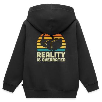 Cadeau VR de réalité virtuelle - Sweat Premium à capuche zippé enfant bio - noir - Dos - AI Model Kid Male (0cm)