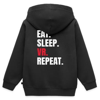 Cadeau VR de réalité virtuelle - Sweat Premium à capuche zippé enfant bio - noir - Dos - AI Model Kid Male (0cm)