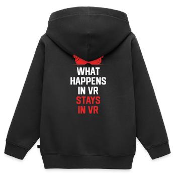 Cadeau VR de réalité virtuelle - Sweat Premium à capuche zippé enfant bio - noir - Dos - AI Model Kid Male (0cm)
