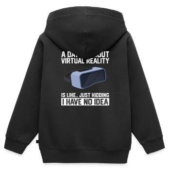 Cadeau VR de réalité virtuelle - Sweat Premium à capuche zippé enfant bio - noir - Dos - AI Model Kid Male (0cm)