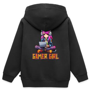 Gaming Console PC Gamer Girl Gamer Girl - Kids Premium Organic Zip-up Hoodie - black - Back - AI Model Kid Male (0cm)