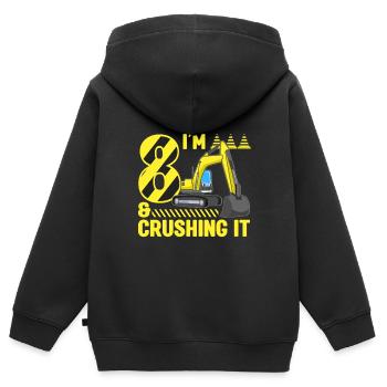 Construction Party 8th Birthday 8 Years Old Digger - Kinder Premium Organic Zip Hoodie - Schwarz - Hinten - AI Model Kid Male (0cm)