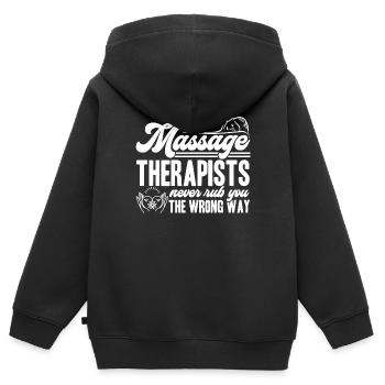 Massage Therapist Never Rub Wrong Way - Kids Premium Organic Zip-up Hoodie - black - Back - AI Model Kid Male (0cm)