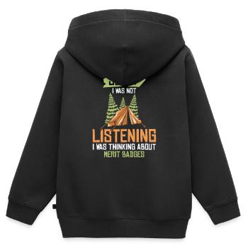 Insigne scout - Sweat Premium à capuche zippé enfant bio - noir - Dos - AI Model Kid Male (0cm)
