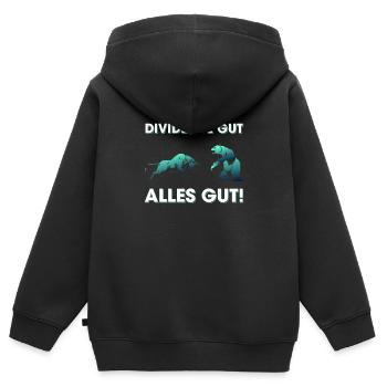 Dividende Gut Alles Gut - Kinder Premium Organic Zip Hoodie - Schwarz - Hinten - AI Model Kid Male (0cm)