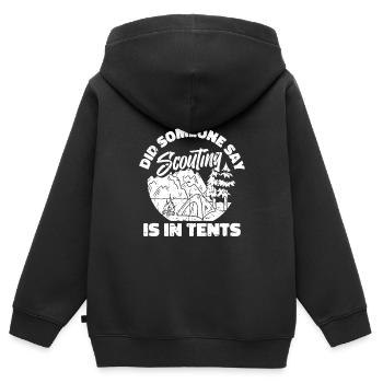 Tente scoute - Sweat Premium à capuche zippé enfant bio - noir - Dos - AI Model Kid Male (0cm)