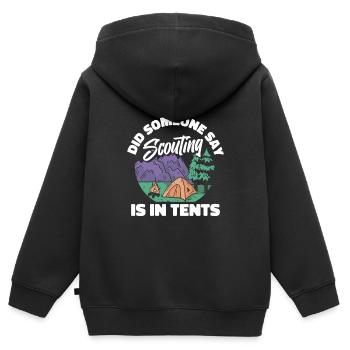 Tente scoute - Sweat Premium à capuche zippé enfant bio - noir - Dos - AI Model Kid Male (0cm)