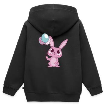Cute Rabbit illustration with Balloons - Kinder Premium Organic Zip Hoodie - Schwarz - Hinten - AI Model Kid Male (0cm)