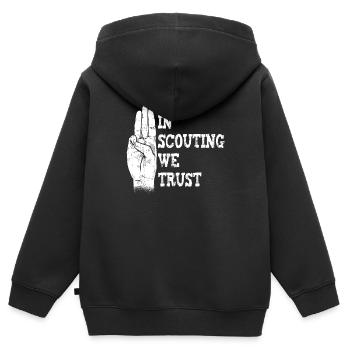Pfadfinder - Kinder Premium Organic Zip Hoodie - Schwarz - Hinten - AI Model Kid Male (0cm)