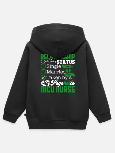 Nicu Nurse Relationship Status - Kids Premium Organic Zip-up Hoodie - black