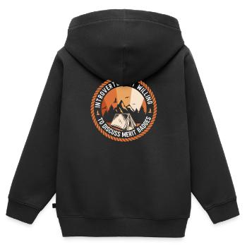 Insigne scout - Sweat Premium à capuche zippé enfant bio - noir - Dos - AI Model Kid Male (0cm)