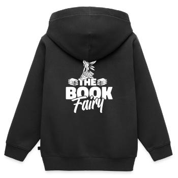 Buch Leseratte Bücherwurm Buchfee - Kinder Premium Organic Zip Hoodie - Schwarz - Hinten - AI Model Kid Male (0cm)