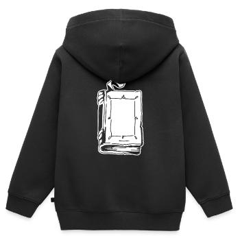 Buch Leseratte Bücherwurm Buchfee - Kinder Premium Organic Zip Hoodie - Schwarz - Hinten - AI Model Kid Male (0cm)