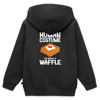 Gaufre - Sweat Premium à capuche zippé enfant bio - noir - Dos - AI Model Kid Male (0cm)