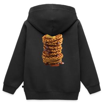 Gaufre - Sweat Premium à capuche zippé enfant bio - noir - Dos - AI Model Kid Male (0cm)