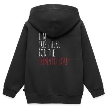 Je ne suis là que pour la soupe aux tomates - Sweat Premium à capuche zippé enfant bio - noir - Dos - AI Model Kid Male (0cm)