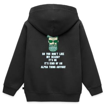 Barbe pleine barbe - Sweat Premium à capuche zippé enfant bio - noir - Dos - AI Model Kid Male (0cm)