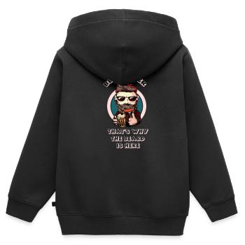 Barbe pleine barbe - Sweat Premium à capuche zippé enfant bio - noir - Dos - AI Model Kid Male (0cm)