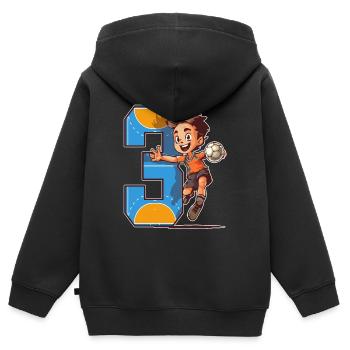Handball Birthday - 3 years old boy - 3. - Kids Premium Organic Zip-up Hoodie - black - Back - AI Model Kid Male (0cm)