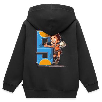 Handball Birthday - 5 years old Boy - 5. - Kids Premium Organic Zip-up Hoodie - black - Back - AI Model Kid Male (0cm)