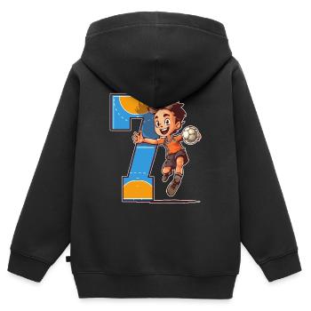 Handball Geburtstag - 7 Jahre Alter Junge - 7. - Kinder Premium Organic Zip Hoodie - Schwarz - Hinten - AI Model Kid Male (0cm)