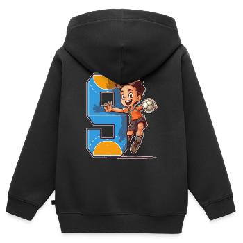Handball Birthday - 9 years old boy - 9. - Kids Premium Organic Zip-up Hoodie - black - Back - AI Model Kid Male (0cm)