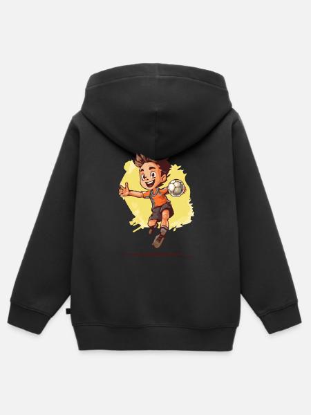 Handball Playing Boy - Kids Handball - Kids Premium Organic Zip-up Hoodie - black
