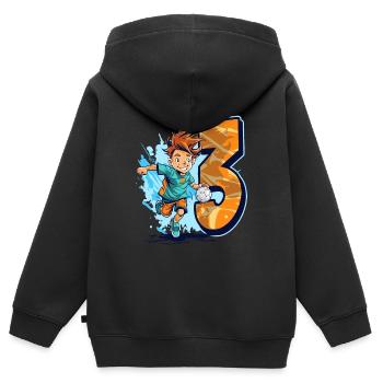 Handball Birthday - 3 years old boy - 3. - Kids Premium Organic Zip-up Hoodie - black - Back - AI Model Kid Male (0cm)