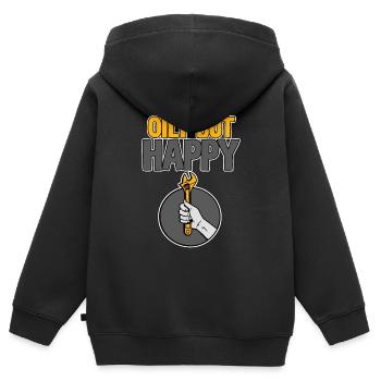 Oily But Happy 2 - Kinder Premium Organic Zip Hoodie - Schwarz - Hinten - AI Model Kid Male (0cm)