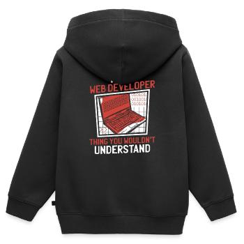 Développeur Web Développeur Web Drôle - Sweat Premium à capuche zippé enfant bio - noir - Dos - AI Model Kid Male (0cm)